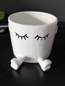 Face pot planter with feet