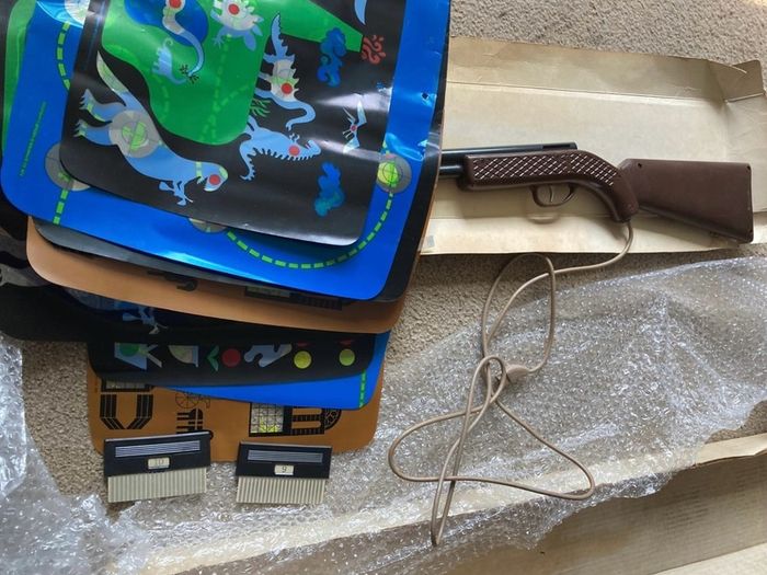 Magnavox Odyssey (Non-Working) + Controllers, Overlays, Light Gun, Unique Multi-Cart, & More