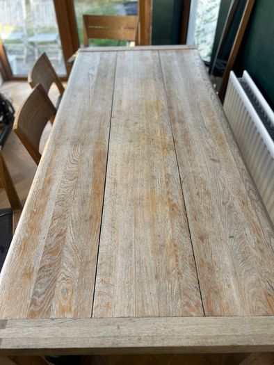 solid oak table, chairs and bench