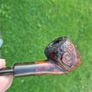 Vintage Mid-Century "Smoke and Be Happy" Wooden Pipe Rack with 4 Estate Pipes Image 9