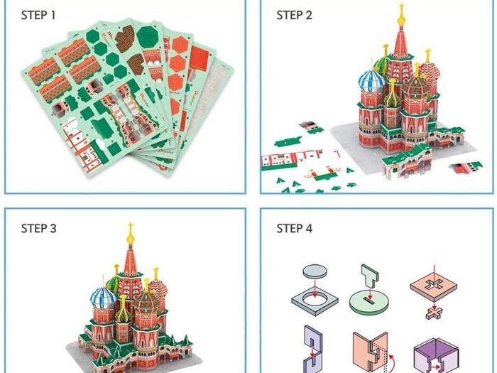 3D Puzzles for Kids Architecture Model Kit St. Basil's Cathedral Russia Papercraft Jigsaw Puzzle for Kids Russia Souvenir for Adults and Kids, 92 Pieces