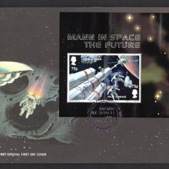 2003 Isle of Man Involvement in Space Exploration Mann in Space The Future Commemorative Stamps Miniature Sheet First Day Cover (FDC)