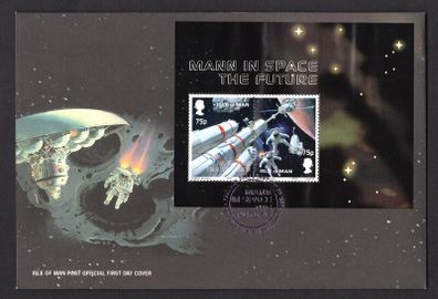2003 Isle of Man Involvement in Space Exploration Mann in Space The Future Commemorative Stamps Miniature Sheet First Day Cover (FDC)