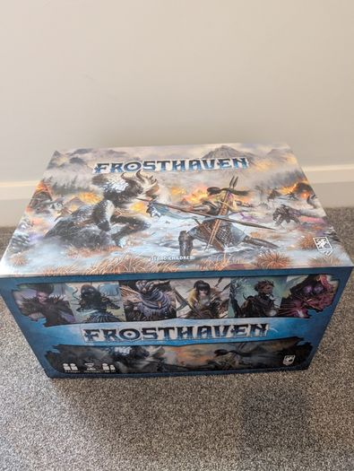 Frosthaven Board game including folded space inserts, map archive, solo scenarios, removable sticker