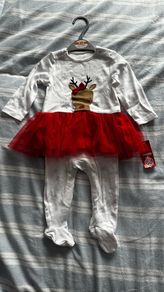 Christmas reindeer girls  babygrow - New