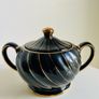 Vintage Sadler England Black and Gold Swirl Tea Set Teapot, Sugar Bowl and Milk Jug Image 6