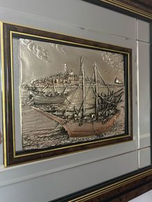 Decorative embossed metal wall plaques brass art from the 1970s 1990s