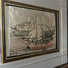 Decorative embossed metal wall plaques brass art from the 1970s 1990s