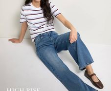 NEW Ladies Blue Wide Leg Jeans: Size 14