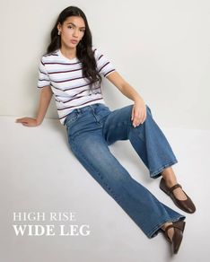 NEW Ladies Blue Wide Leg Jeans: Size 14