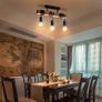 Industrial Wood Pendant Light with 3 Heads Adjustable Pendent Chandelier Light Vintage Semi Flush Ceiling Light Living Room E27 Bulb Drop Light Kitchen Dining Room Black Hanging Light (FREE POSTAGE) Image 4