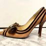 Brown Heels with Faux Fur Detail - Elegant Pointed Toe SIZE 5/38 Image 2