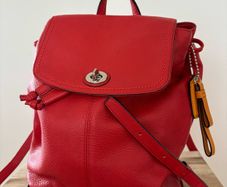 Coach pebble leather red backpack