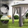 Hexagon Garden Gazebo - Pop Up Outdoor Patio Double Roof Instant Shelter with Netting, 3 x 4m, Beige Image 5