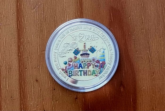 Happy Birthday Celebration Colorful Party Elements Coin, new, unopened.