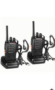 2PCS Walkie Talkie USB power Rechargeable Walkie Talkies Long Range Two-Way Radio Walky Talky with Earpieces 16CH Handheld Transceiver with LED Light for Field Survival Biking Hiking