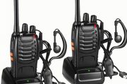 2PCS Walkie Talkie USB power Rechargeable Walkie Talkies Long Range Two-Way Radio Walky Talky with Earpieces 16CH Handheld Transceiver with LED Light for Field Survival Biking Hiking