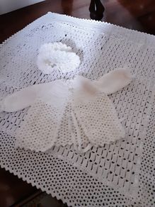 baby white crochet blanket ,jacket, and hat new