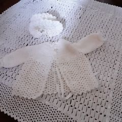 baby white crochet blanket ,jacket, and hat new