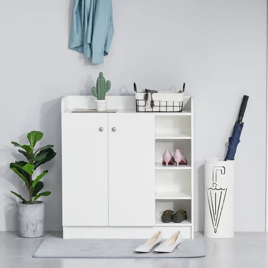 Shoe Cabinet Shoe Dresser Shoe Rack, 4 Shelves, 1 Cabinet