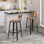 Vintage  Bar Stools Set of 2 with Backrest Steel Frame Image 4