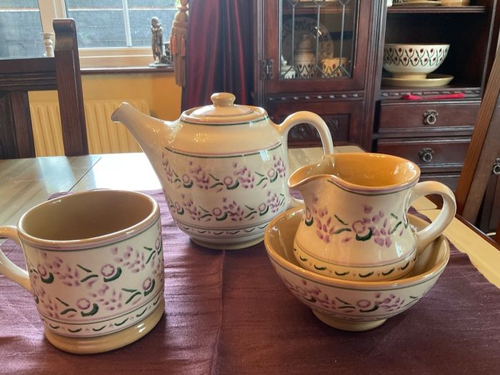 Nicholas Mosse Lavender limited edition from USA.  New Tea set.  . A tea pot , large mug , creamer and sugar bowl