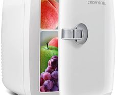 Mini Fridge, 4 Liter 6 Can Portable Cooler and Warmer, Personal Fridge for Skin Care, Cosmetics, Food, Great for Bedroom, Office, Car, Dorm, ETL Listed (White)