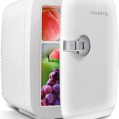 Mini Fridge, 4 Liter 6 Can Portable Cooler and Warmer, Personal Fridge for Skin Care, Cosmetics, Food, Great for Bedroom, Office, Car, Dorm, ETL Listed (White)