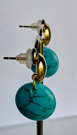 Gold & Turquoise Coin Candy Drop Earrings