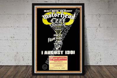 Motorhead Vintage Concert Poster + Ticket Heavy Metal Holocaust Portvale Football Stadium 1981 Reproduction Print