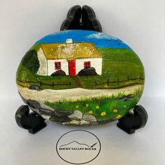 Hand Painted Irish Thatched Cottage Scene