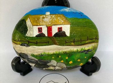 Hand Painted Irish Thatched Cottage Scene