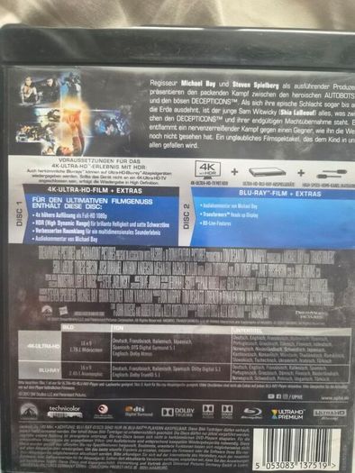 Transformers 4k Ultra HD Blu-Ray plus Blu-Ray