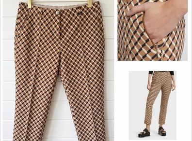 Marc Cain collections line cigarette trousers camel geometric funky chic