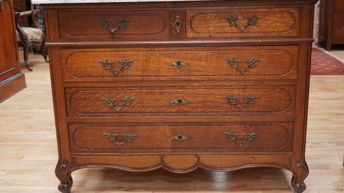 Antique French Oak Dressing Chest with Marble Top