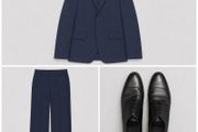 ZARA Navy Suit Set with Black Formal Shoes