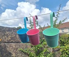 3 Colorful Metal Hanging Flower Pots