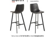 Leo Barstool with Footrest - Black