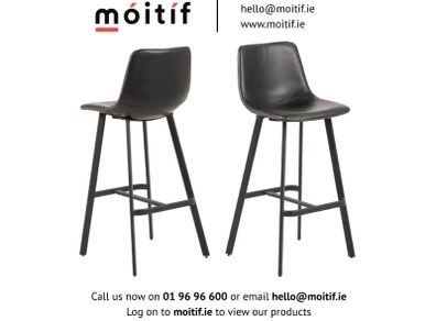 Leo Barstool with Footrest - Black