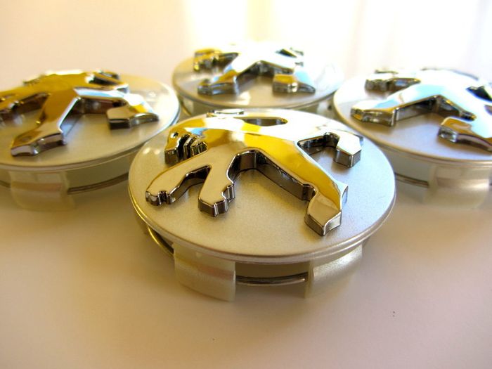 1set Peugeot 60mm Alloy Wheel Center Caps cap Hub Cover silver & chrome logo