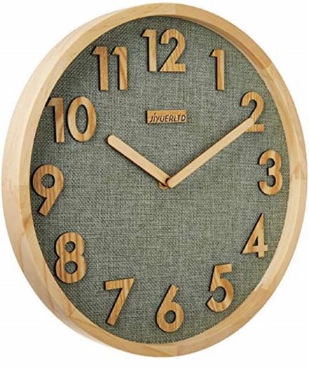 12 inches Wall Clock Kitchen Clock Silent Non-Ticking Quartz 3D Wood Numbers Display (MULTIPLE COLOURS)