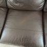 2 Italian Brown leather sofas and footstools Image 2