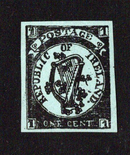 1867 Ireland Fenian Rising Political Label grey/green & black 1c label reprint (not 1967) unmounted mint with four margins