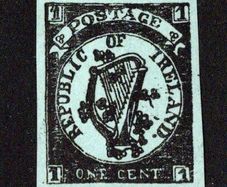 1867 Ireland Fenian Rising Political Label grey/green & black 1c label reprint (not 1967) unmounted mint with four margins