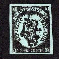 1867 Ireland Fenian Rising Political Label grey/green & black 1c label reprint (not 1967) unmounted mint with four margins