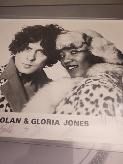 Marc Boland and Gloria Jones signed picture