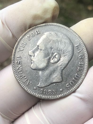 Spain Silver 5 Pesetas 1885 Alfonso XII