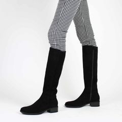 Unisa low heel knee height Spanish black suede leather boots RRP 165 euro new & in a presentable box UK size 8 EU 42C