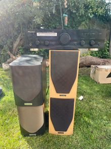 Pioneer amplifier and Yamaha amplifier + mix of speakers