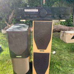 Pioneer amplifier and Yamaha amplifier + mix of speakers